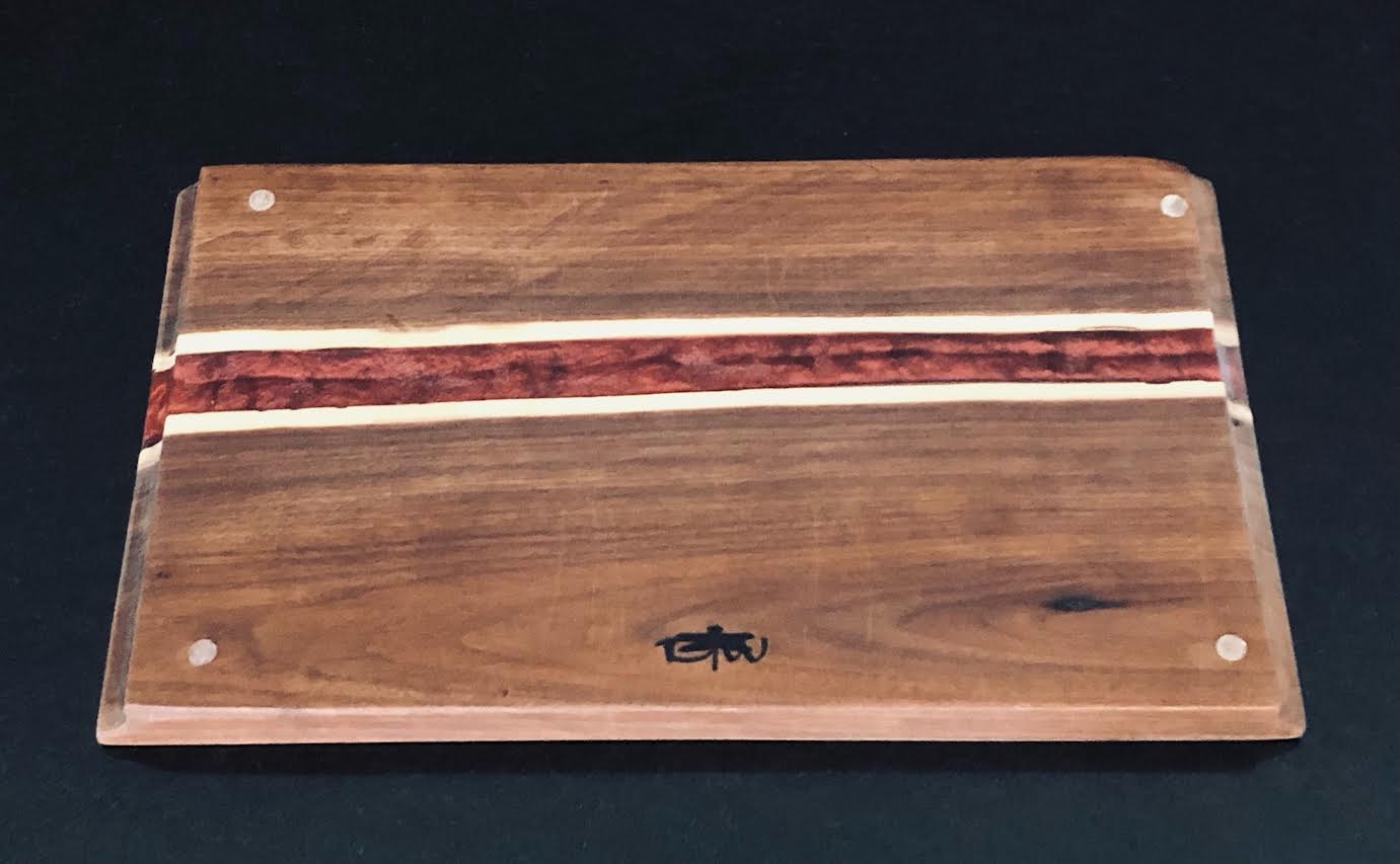 Black Walnut Wooden Cutting Board w/ Ruby Red Epoxy