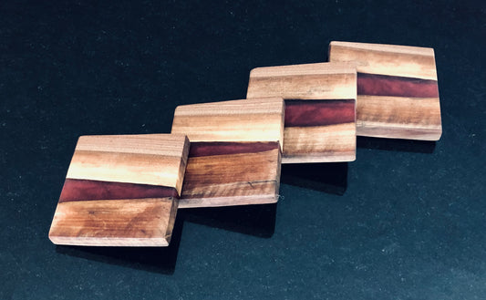 Black Walnut Coasters with Beetroot Red Epoxy